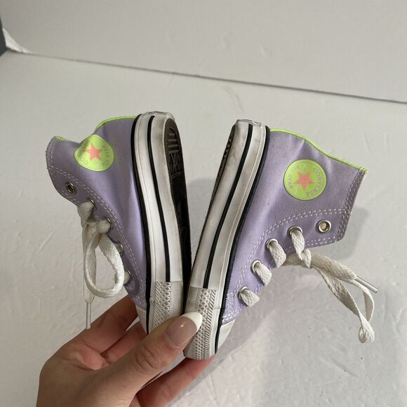 Converse Neon High Top Sneakers Electric Blush Toddler Size 5 Pink Yellow Purple - Picture 4 of 8